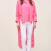 Oversized Cotton Shirt with Long Back – Pink