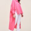 Oversized Cotton Shirt with Long Back – Pink