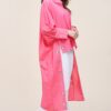Oversized Cotton Shirt with Long Back – Pink