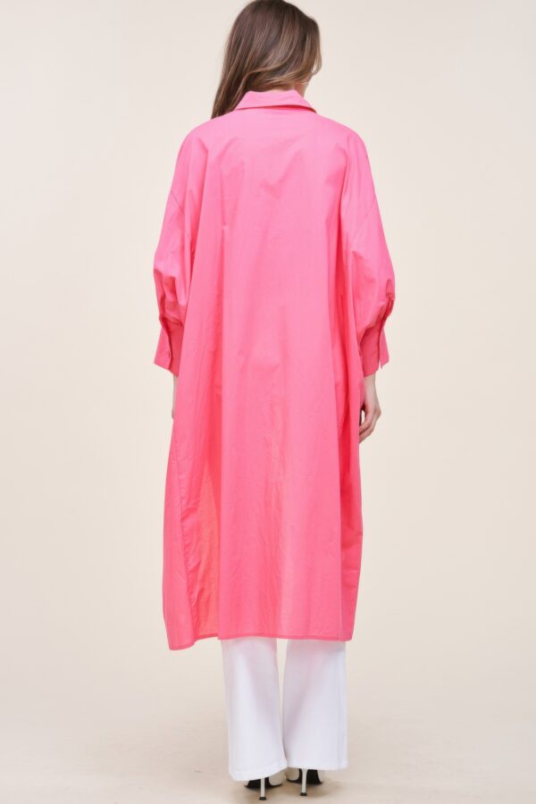 Oversized Cotton Shirt with Long Back – Pink