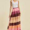 Colorblock Maxi Skirt with Pockets – Plum