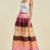 Colorblock Maxi Skirt with Pockets – Plum