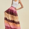 Colorblock Maxi Skirt with Pockets – Plum