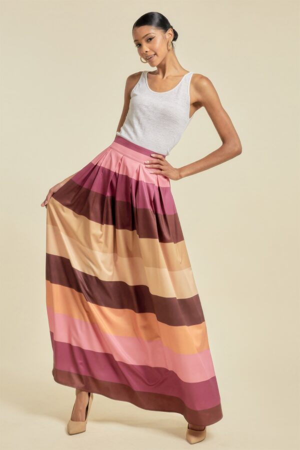 Colorblock Maxi Skirt with Pockets – Plum