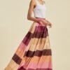 Colorblock Maxi Skirt with Pockets – Plum