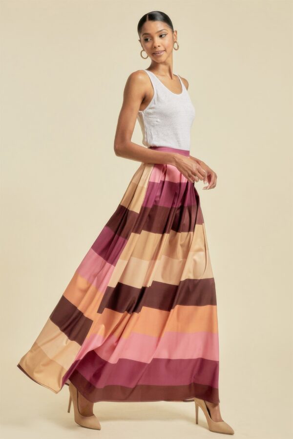 Colorblock Maxi Skirt with Pockets – Plum