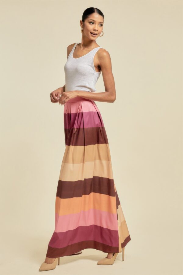 Colorblock Maxi Skirt with Pockets – Plum