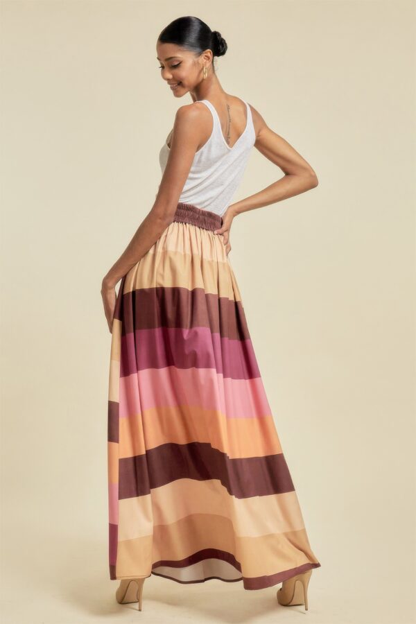 Colorblock Maxi Skirt with Pockets – Plum