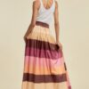 Colorblock Maxi Skirt with Pockets – Plum