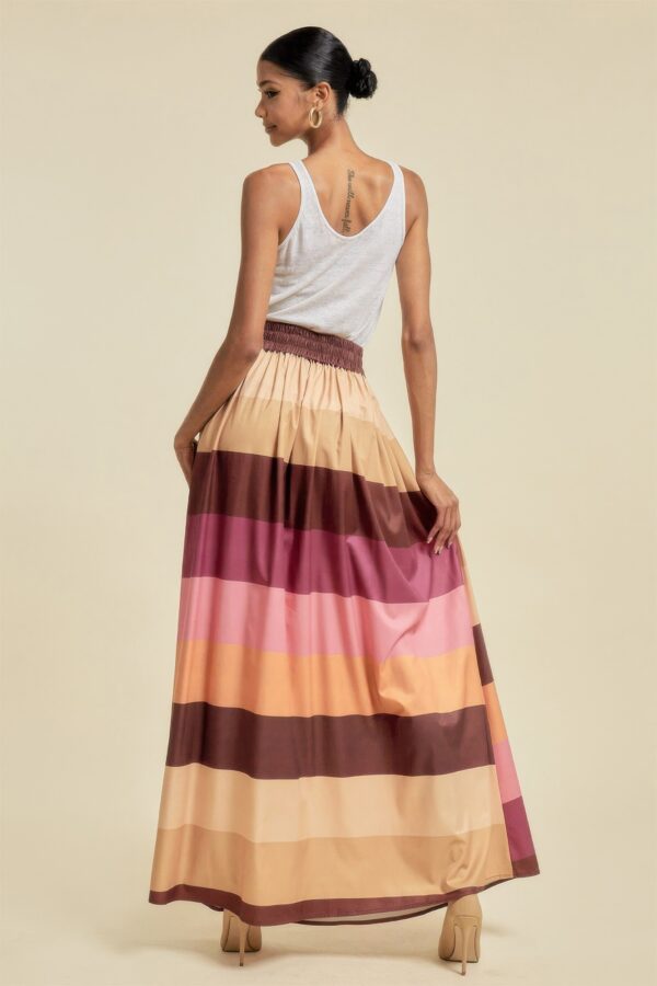 Colorblock Maxi Skirt with Pockets – Plum