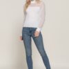 Long-Sleeve Sweater Top with Mesh Panels – Off White