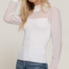 Long-Sleeve Sweater Top with Mesh Panels – Off White