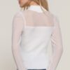 Long-Sleeve Sweater Top with Mesh Panels – Off White