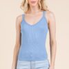 Ribbed V-Neck Lace-Trim Tank – Haze Blue