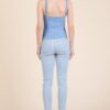 Ribbed V-Neck Lace-Trim Tank – Haze Blue