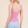 Ribbed V-Neck Lace-Trim Tank – Soft Pink