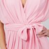 Mauve Tie-Waist Ruffle Midi Dress with Flowing Skirt
