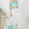 Printed Crop Top & Wide-Leg Pants Set – Ivory