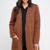 Longline Open-Front Sweater Cardigan – Brown