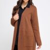 Longline Open-Front Sweater Cardigan – Brown