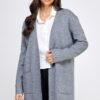 Soft-Knit Longline Open-Front Cardigan – Grey