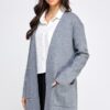 Soft-Knit Longline Open-Front Cardigan – Grey