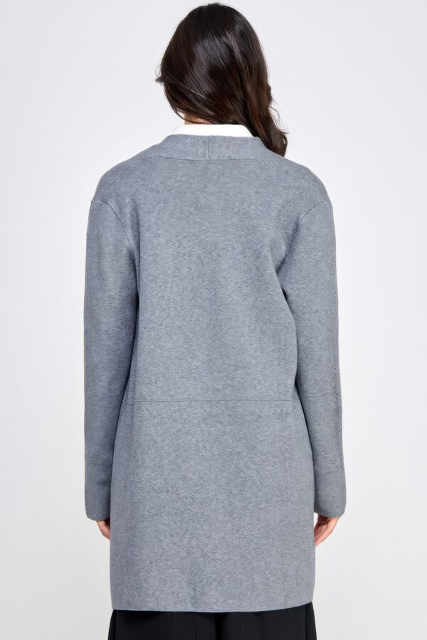 Soft-Knit Longline Open-Front Cardigan – Grey