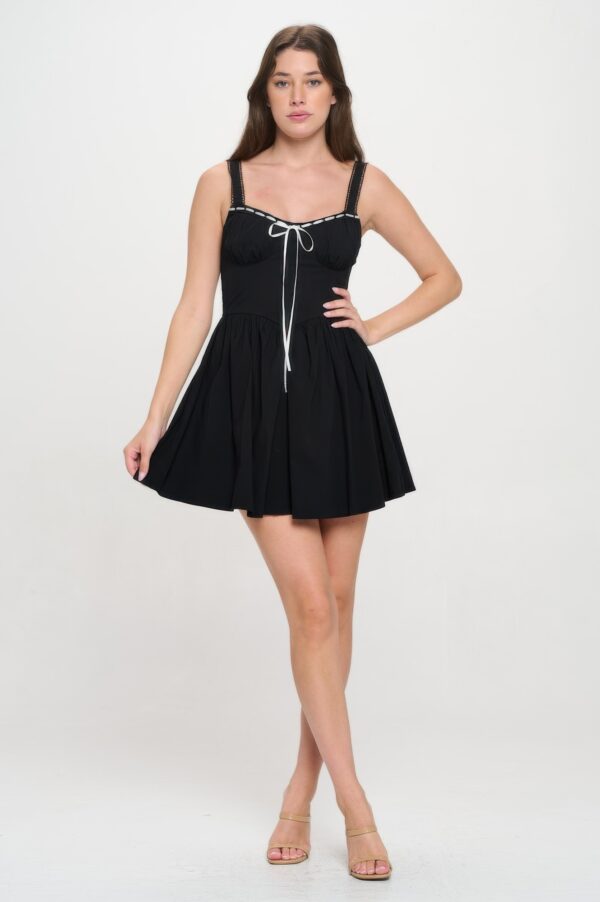 Front Ribbon-Tie Bustier Dress – Black