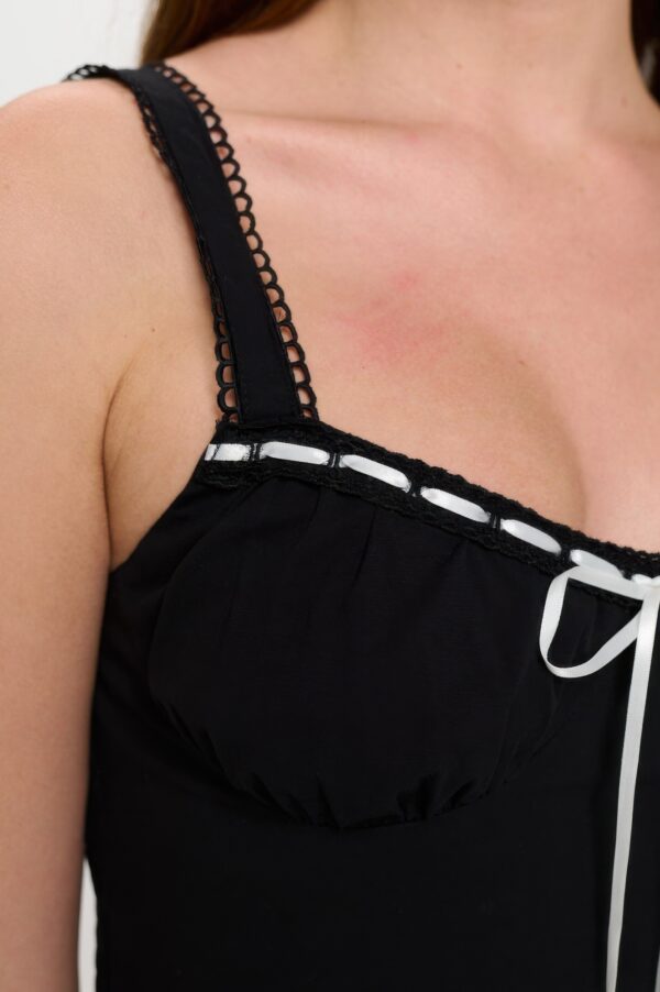 Front Ribbon-Tie Bustier Dress – Black
