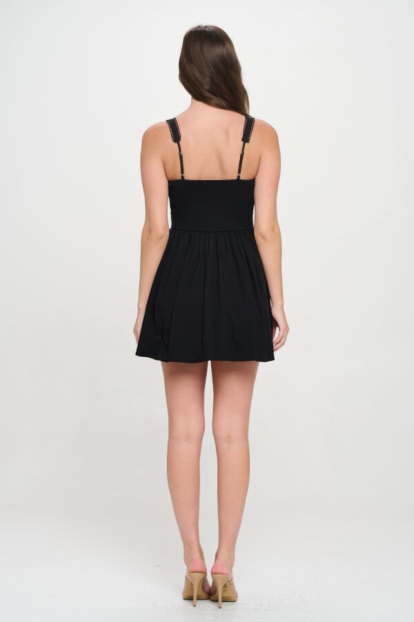 Front Ribbon-Tie Bustier Dress – Black