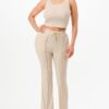 Ribbed Tank Top & Pant Set – Binded Waist, Khaki