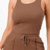 Ribbed Tank and Drawstring Pant Set – Brown