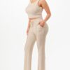 Ribbed Tank Top & Pant Set – Binded Waist, Khaki