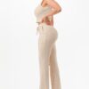 Ribbed Tank Top & Pant Set – Binded Waist, Khaki
