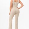 Ribbed Tank Top & Pant Set – Binded Waist, Khaki
