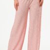 Bubble Crepe Textured Polo Top & Pants Set – Pink