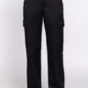 Straight Fit Long Pants with Side Pockets – Black