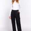 Straight Fit Long Pants with Side Pockets – Black