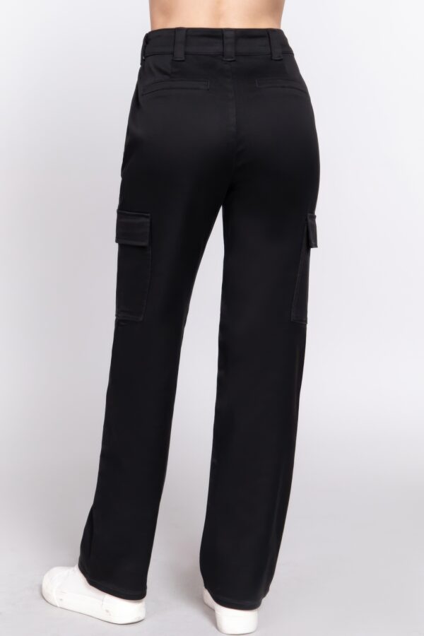 Straight Fit Long Pants with Side Pockets – Black