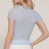Cap-Sleeve High-Neck 2-Ply Mesh Top – Light Blue