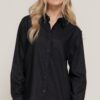 Long Sleeve Linen-Blend Shirt – Black