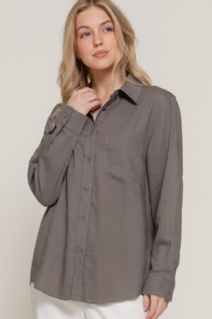 Relaxed Long-Sleeve Linen-Blend Shirt – Mocha