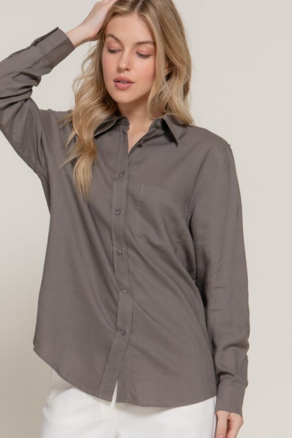 Relaxed Long-Sleeve Linen-Blend Shirt – Mocha