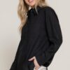 Long Sleeve Linen-Blend Shirt – Black