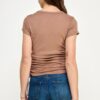 Side-Ruched Ribbed Top – Light Chocolate