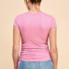 Ribbed Side-Ruched Fitted Top – Soft Pink