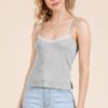 Pointelle Lace-Trim Cami Top – Heather Grey