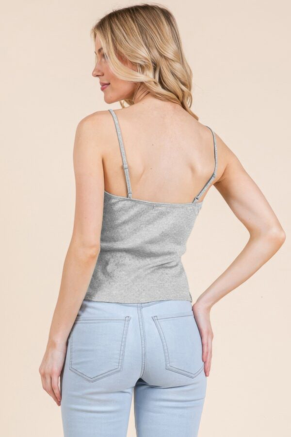 Pointelle Lace-Trim Cami Top – Heather Grey
