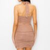 Glitter Tie Halter Top & Ruched Mini Skirt – Nude