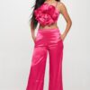 Crop Top & Pant Set – Flower Front in Magenta